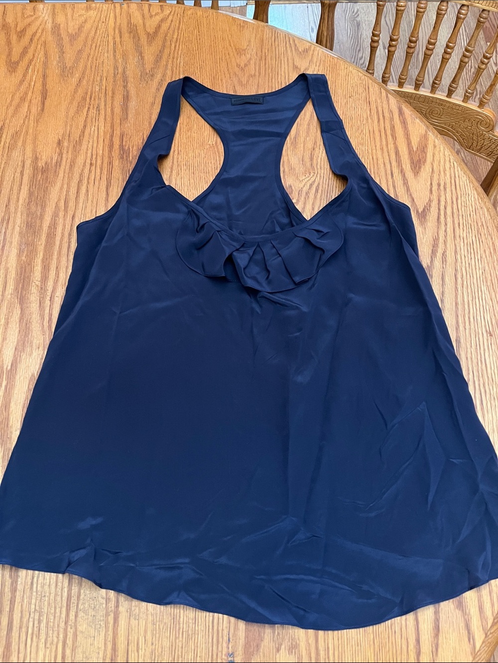 NWOT Richard Chai Love Sill Ruffle-Front Navy Racerback Tank Top - Women